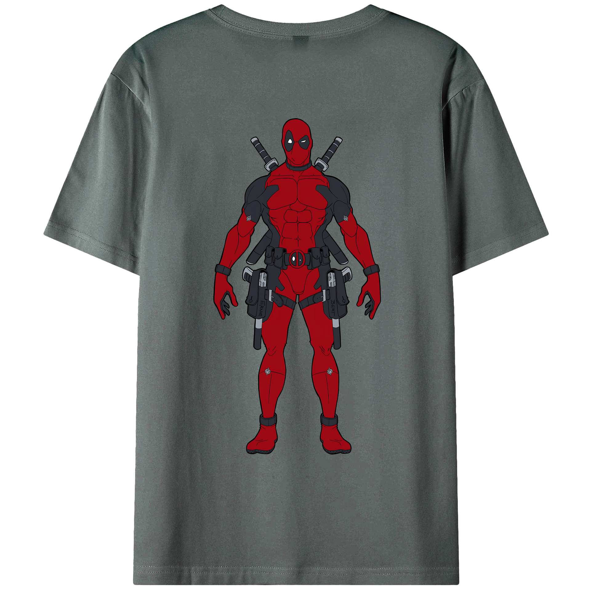 （画像用） Deadpool デッドプール 綿100％ メンズ半袖Tシャツ（バックプリント） 通気性